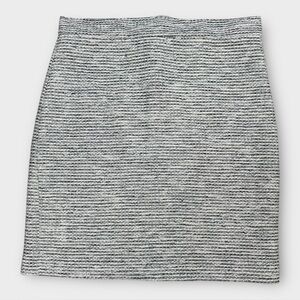 Banana Republic Tweed Textured Mini Skirt Cream Navy Black Size 6 Classic Chic